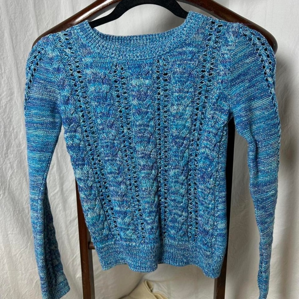 Justice Girls Metallic Knit Sweater Girls‎ Youth Size 10 Blue Long Sleeve